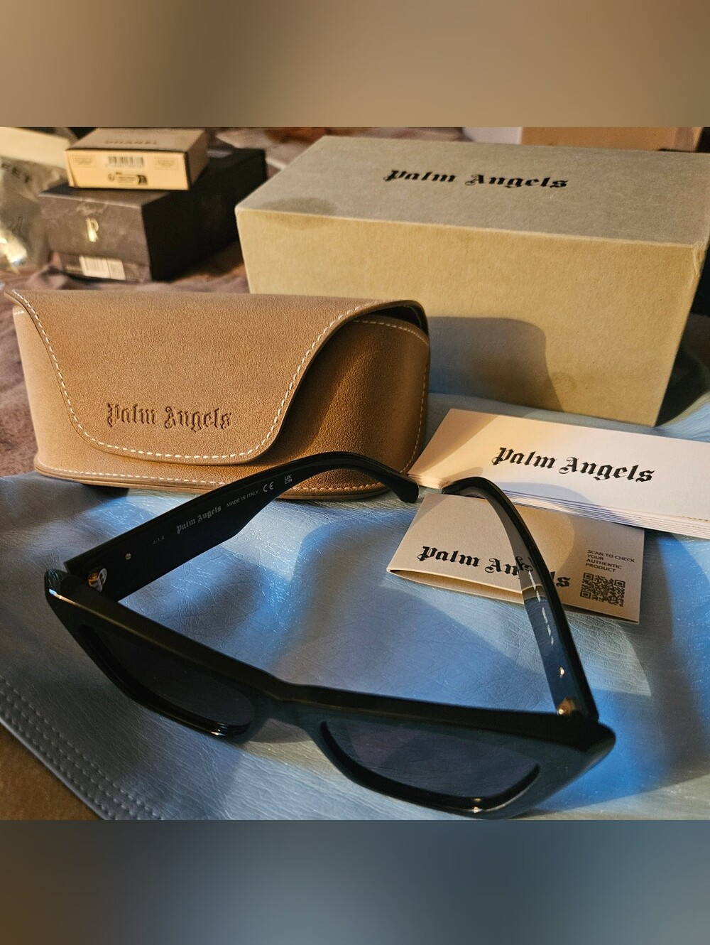 Palm Angels Black Sunglasses with Brown Case
